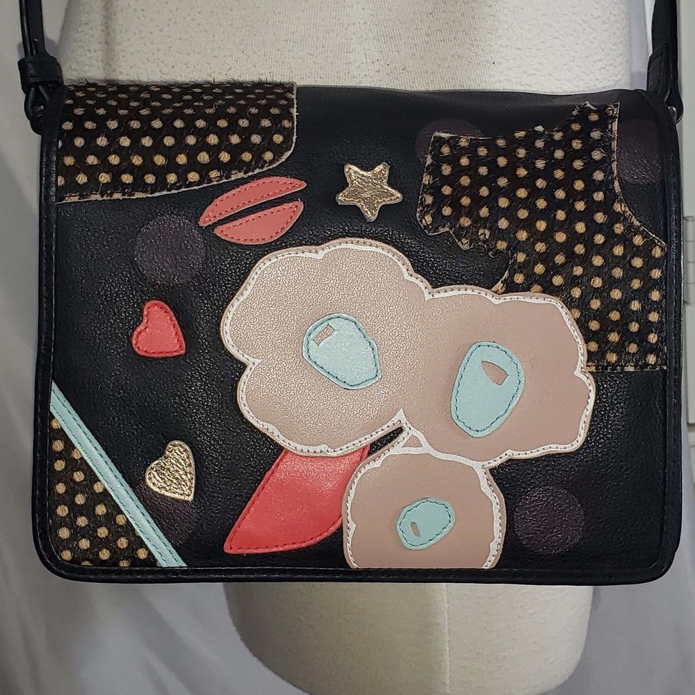 Radley London black leather patchwork detail cross